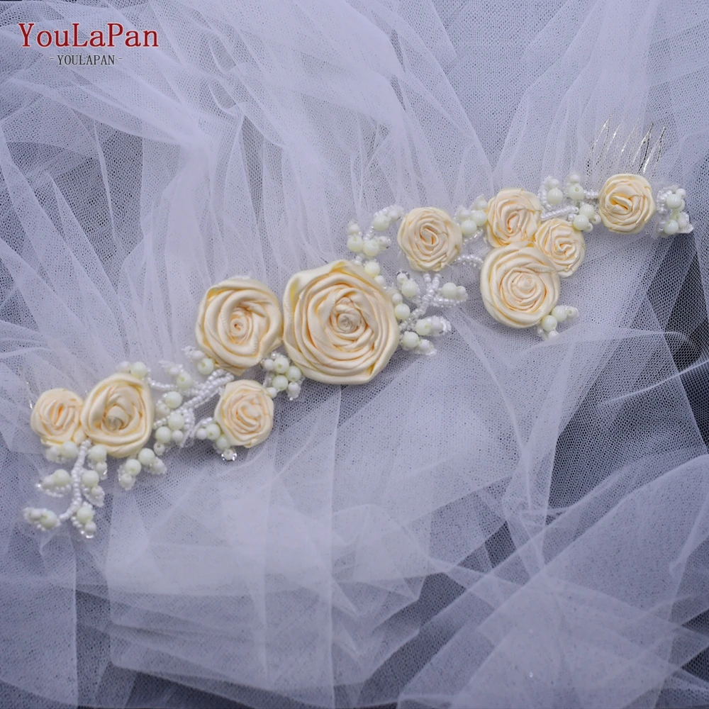 Youlapan VS323-I Мода ручной работы цвета слоновой кости, украшенное искусственными отделкой Фата; Жемчужно-белые свадебные вуали Соборная Длинная свадебная фата