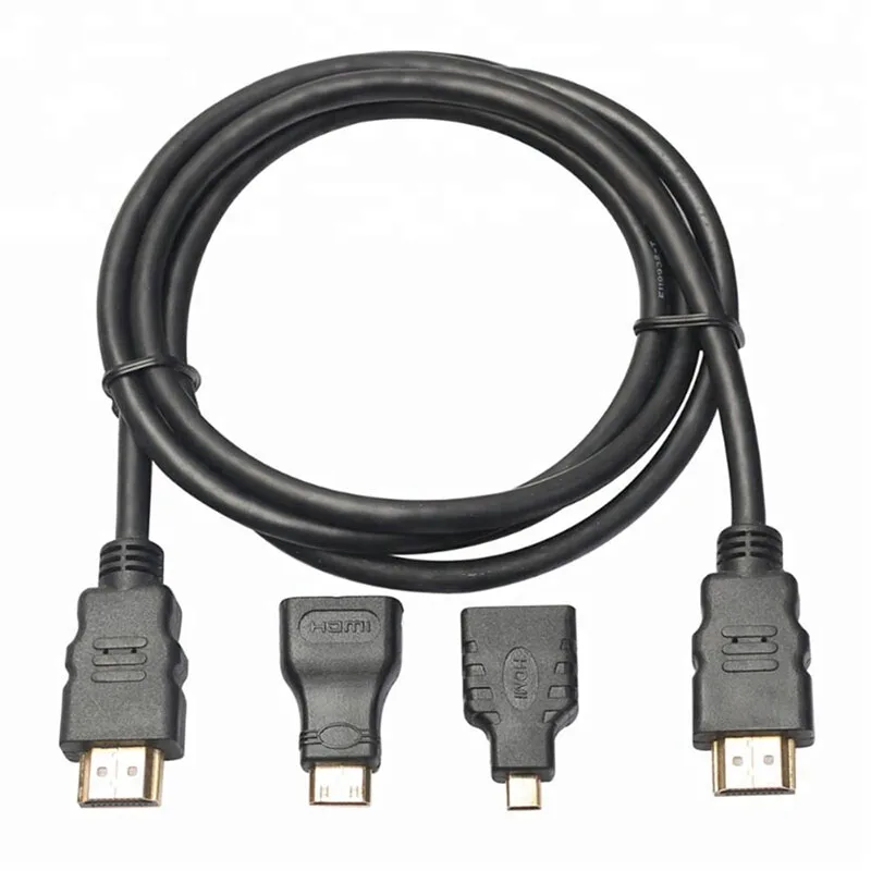 Mini Micro Hd-mi To Hd-mi Cable Gold Plated Audio Video 1.5m 3 In 1 Micro Hd-mi To Hd-mi Cable