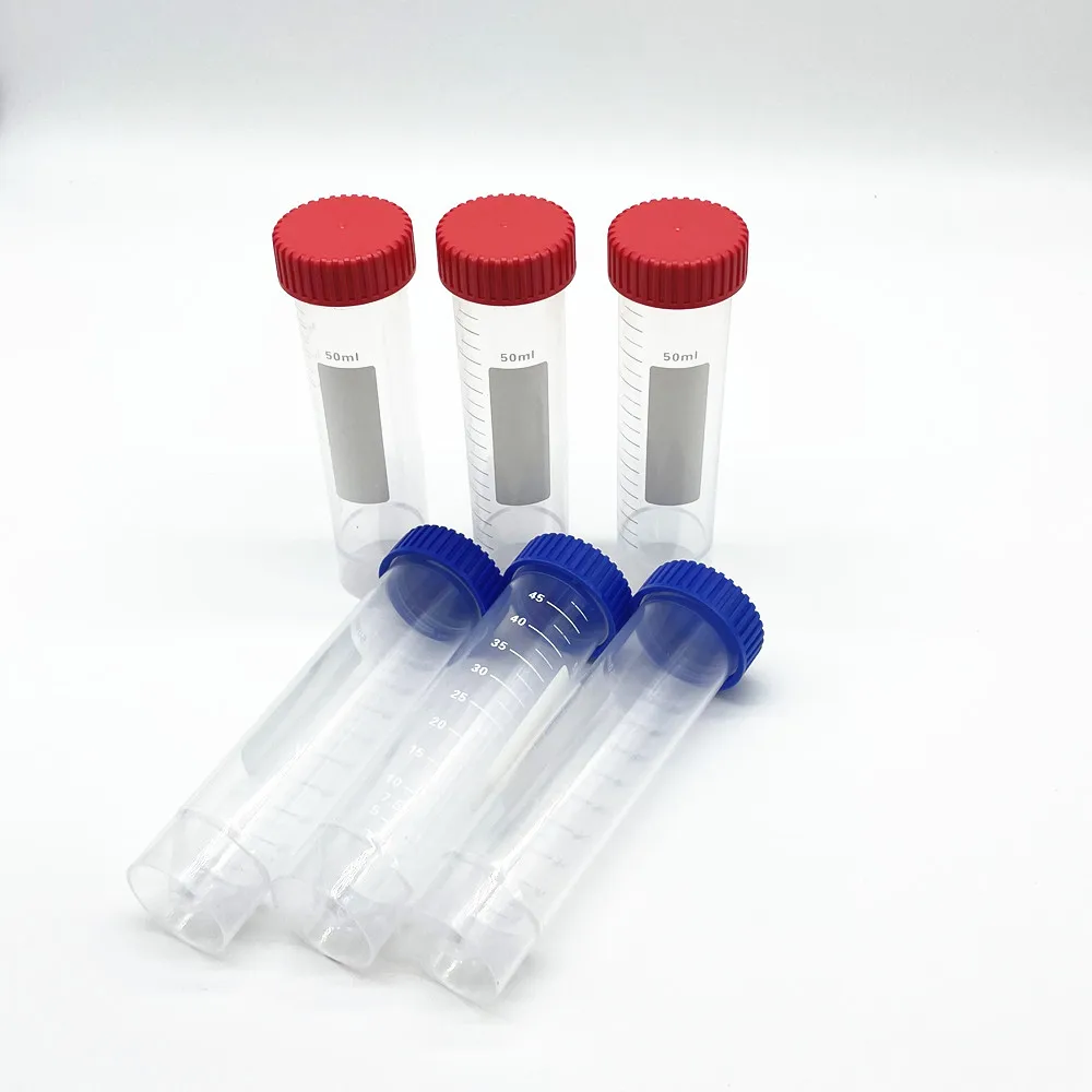 Низкая цена, 50 мл, конусные донные самостоятельные центрифужные трубки с крышкой и шкалой