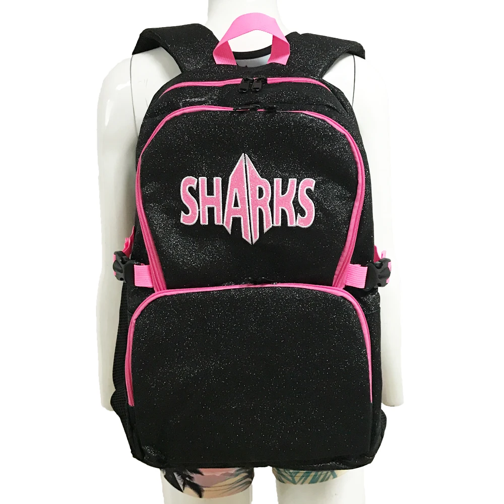 Custom girls cheerleader pink glitter backpacks bag