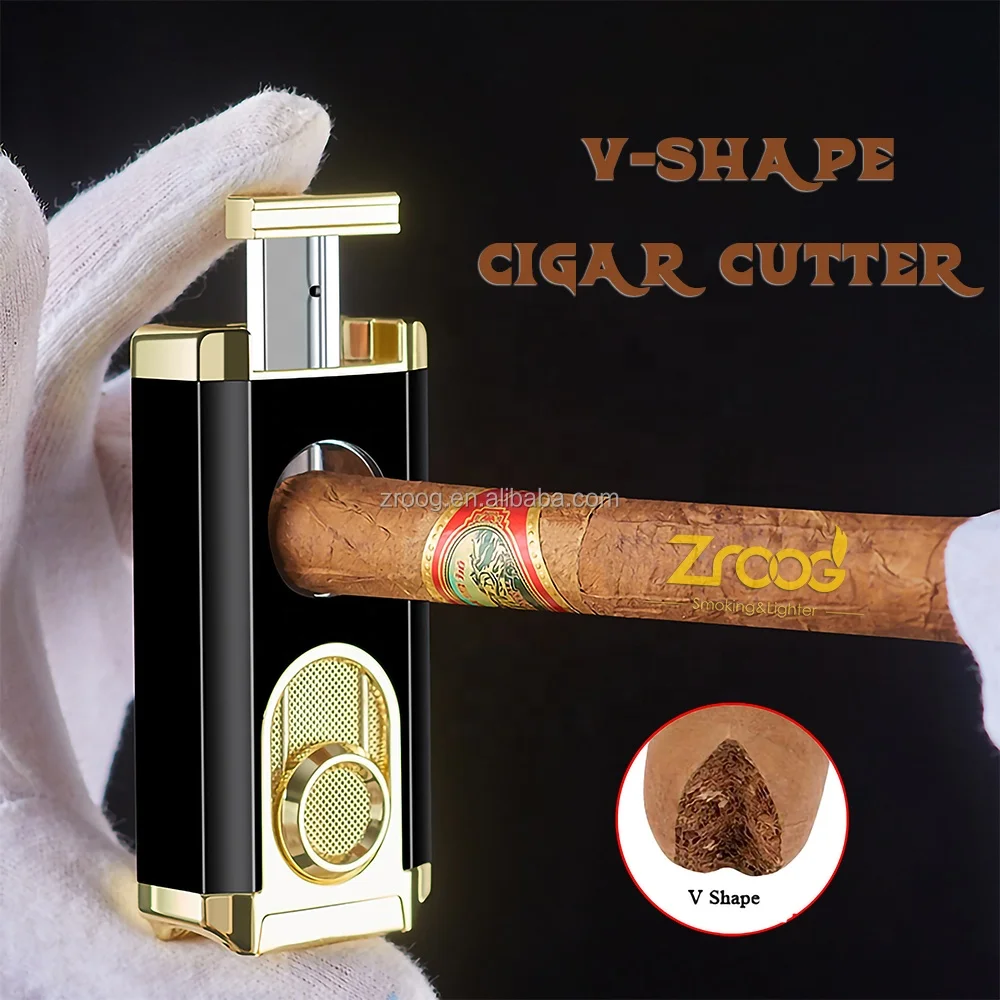 2024 Cigar Lighter New Product Triple Flame Jet Torch Lighter With Lighter Holder And Cigar Cutter