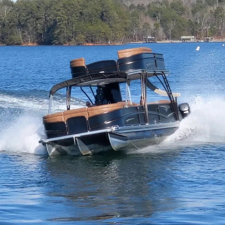 Kinocean Luxury Offshore Aluminum Electric Party Double Decker Pontoon Motor Boat For Sale With Bathroom