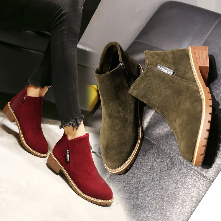 Factory Price Winter Women Boots Ladies Ankle Boots Heels Shoes Woman Suede Leather women casual Boots classy leather boots