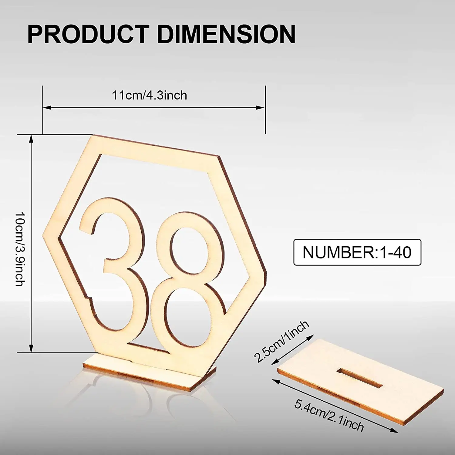 Wooden Table Numbers Hexagon Shape 1-40 Wedding Rustic Standing With Holder For Event Party Supply