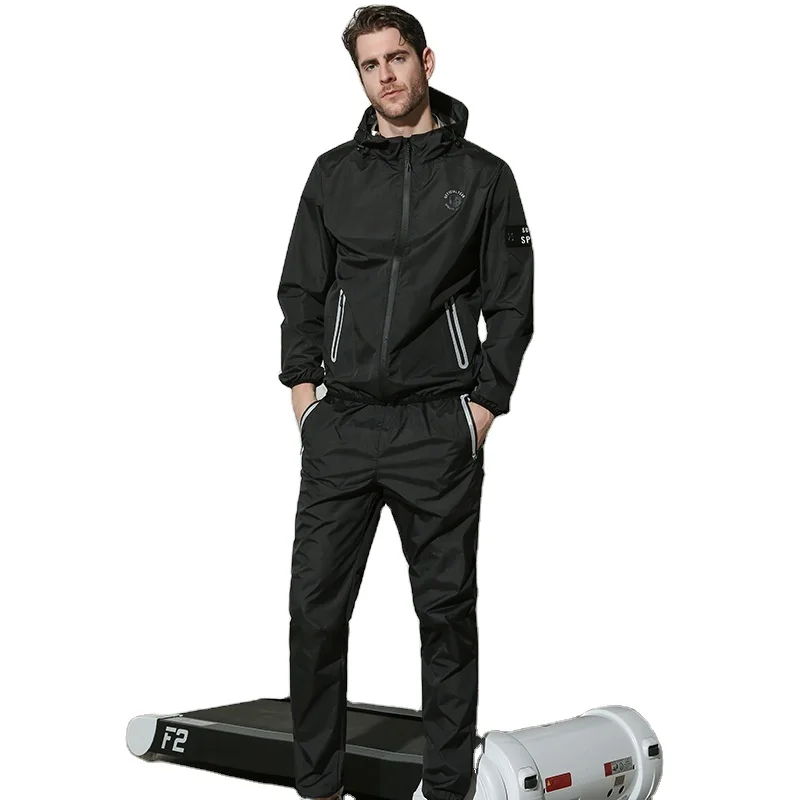 Неопреновый большой размер 8XL мужской спортивный костюм на молнии с капюшоном для фитнеса, сауны, спортивные костюмы для бега