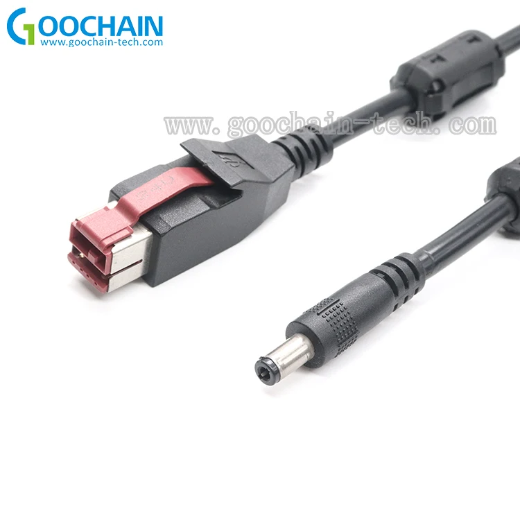 Hot Selling 24V powered USB Cable With Ferrite Core To DC 5.5*2.5 Connector Printer Cable for Printer POS Scanner