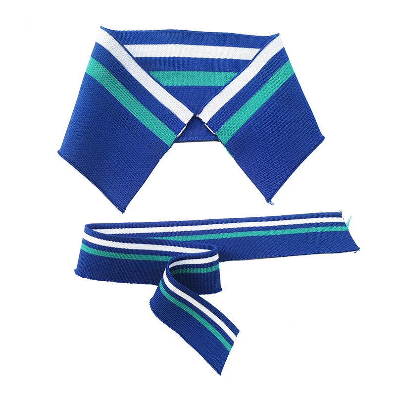GRS Custom Plain Rib 1X1 Polyester Flat Knitting Solid Color Cuff and Collar for POLO t shirt Full Collar