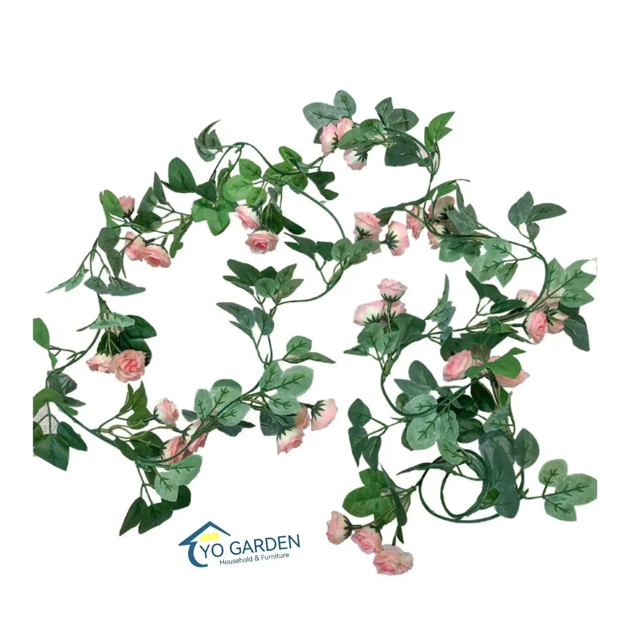 Hot Selling 7.6ft Artificial Flower Rose With Leafs Rattan Vine For Wedding Home Hotel Office Garden Decoration