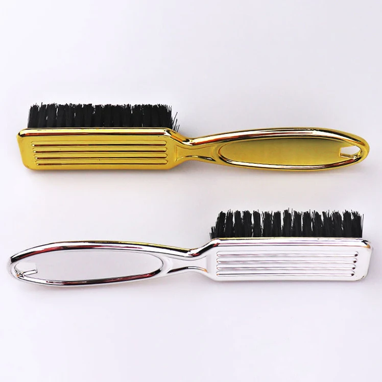 Custom Private Logo Barber Gold Plating Handle Hair Brush Mini Neck Cleaner Beard Brush Men Hair Cutting Duster Brush