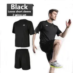 Loose version sportswear two-piece suit short sleeve + shorts indoor outdoor running mens fitness suit