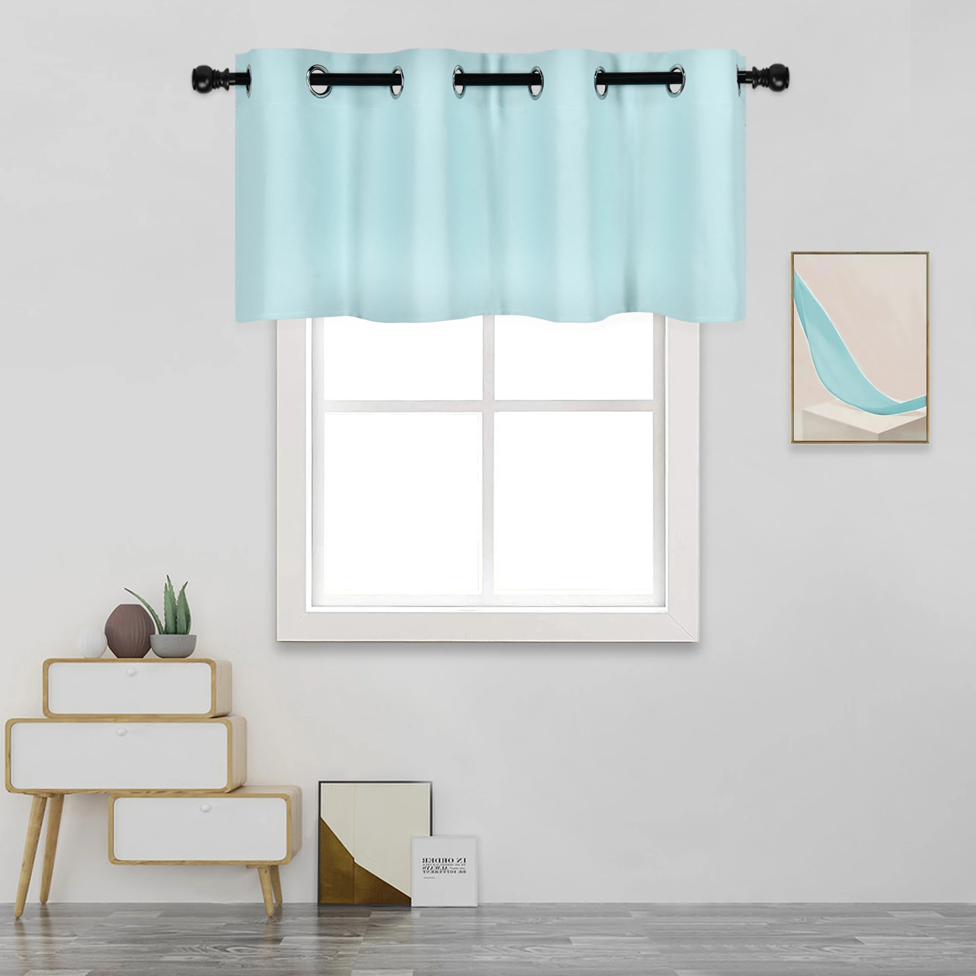 52x18 дюймов Aqua Blue плотные подзор 100% полиэстер втулка стиль балдахин 1 шт./упак.