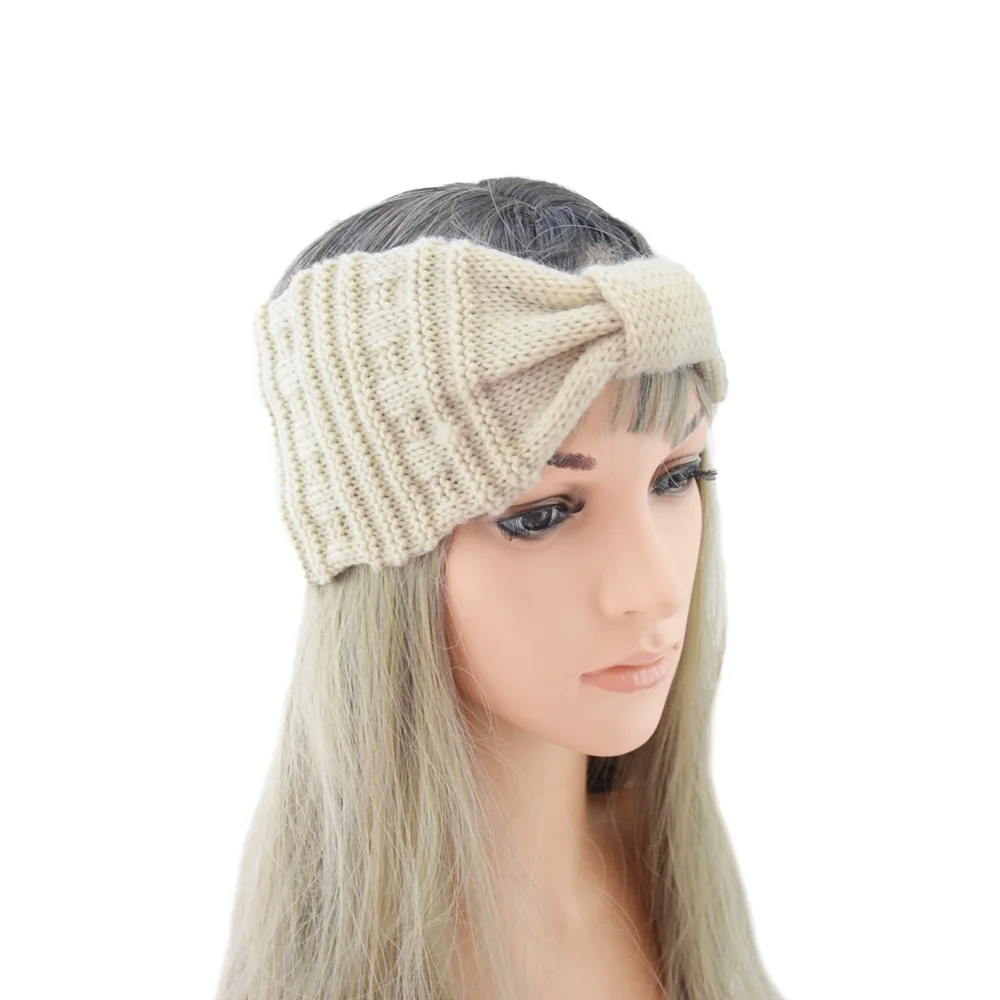 2023 hot sale stripes knitted large ring crochet headbands