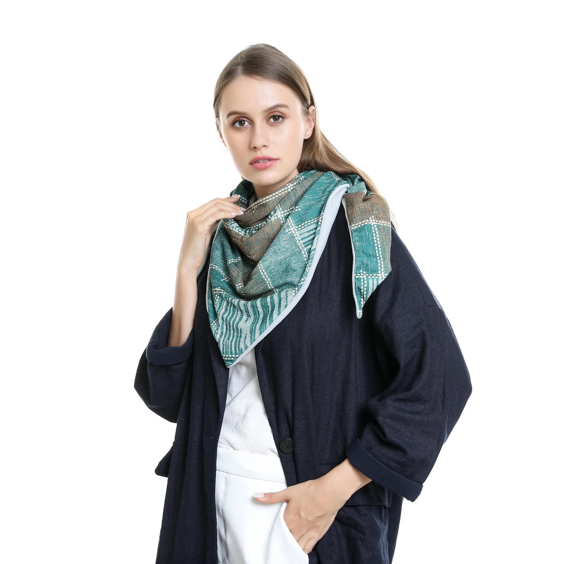 
autumn winter new style plaid cashmere warm instant hijab chiffon muslim scarf neck scarf for women 