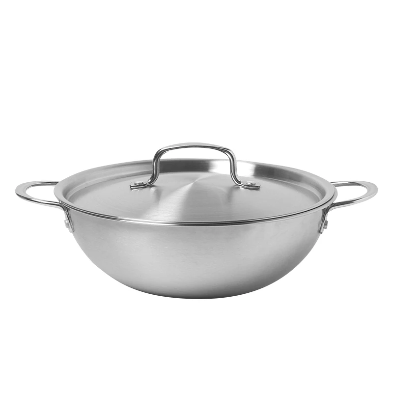Korean style customized cookware cooker pot stainless steel stir fry pans steamer frying cooking woks pan in guangdong