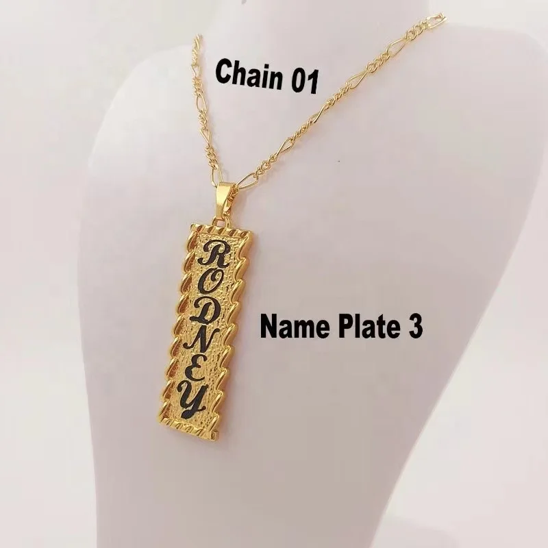 JX88 Customize name plate vertical initial enamel flower heart necklace chain birthday Hawaiian Samoa jewelry wholesale jewelry