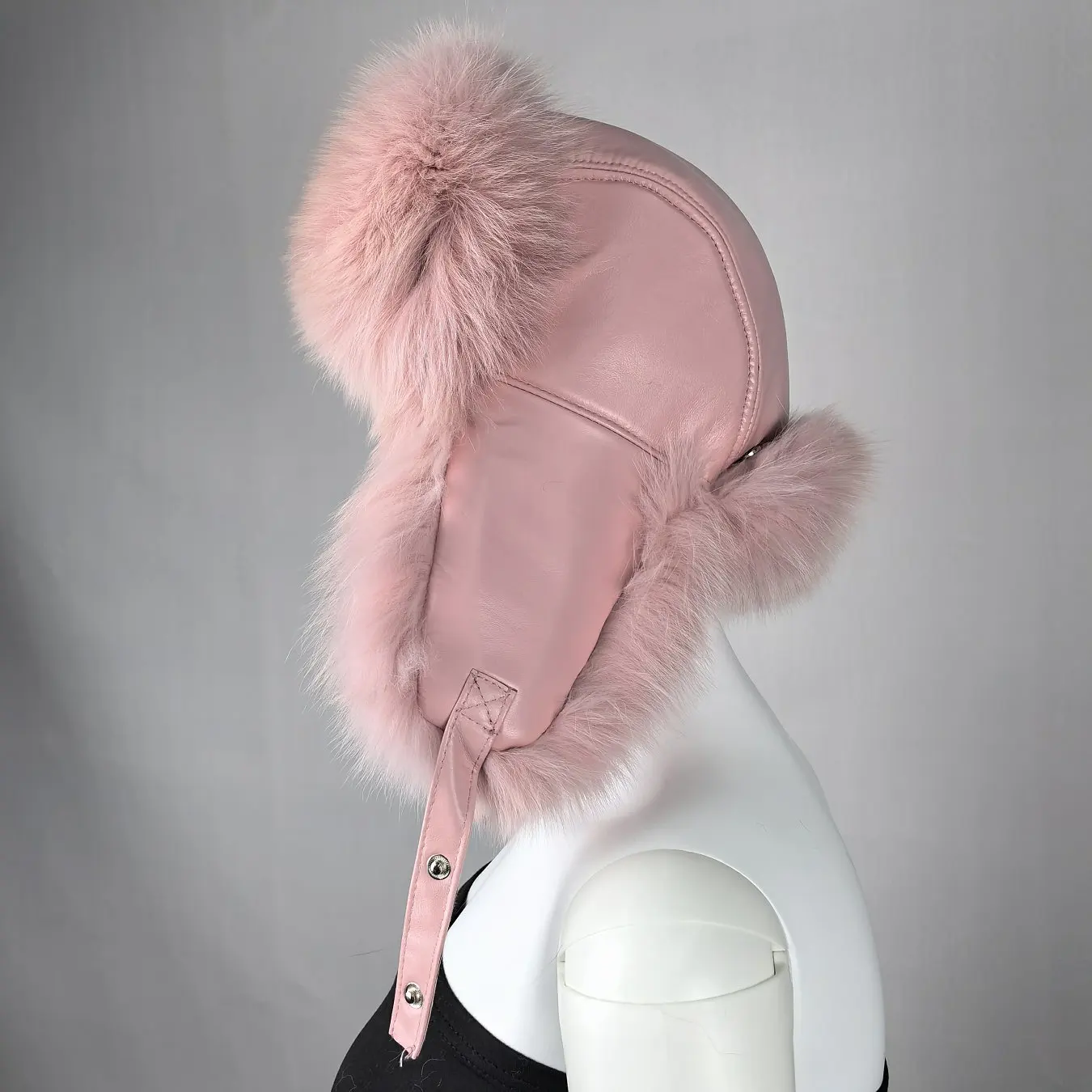 FUR WINTER A032 Custom plaid trapper hat Soft Rabbit Fur snow ski trapper hat with strap Winter Aviator hat