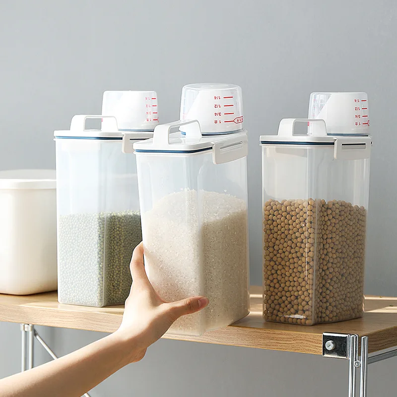 New arrival grain storage box sealed transparent rice bucket with lid storage tank for storing nut food in the kitchen
