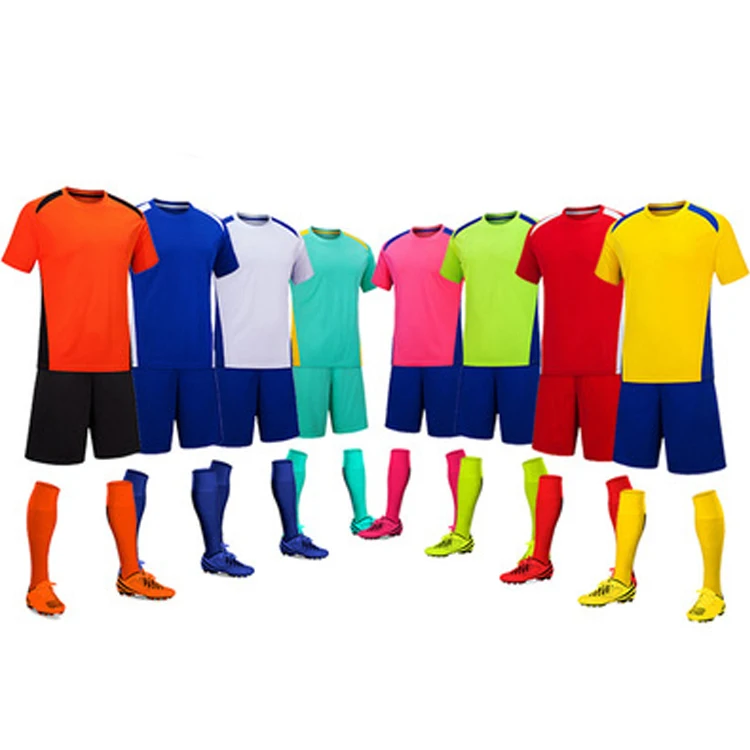Custom Personalized Mens Kids Sports Team Training Uniform Short Sleeve Football Tracksuit Youth Soccer Jersey Shirt and Shorts