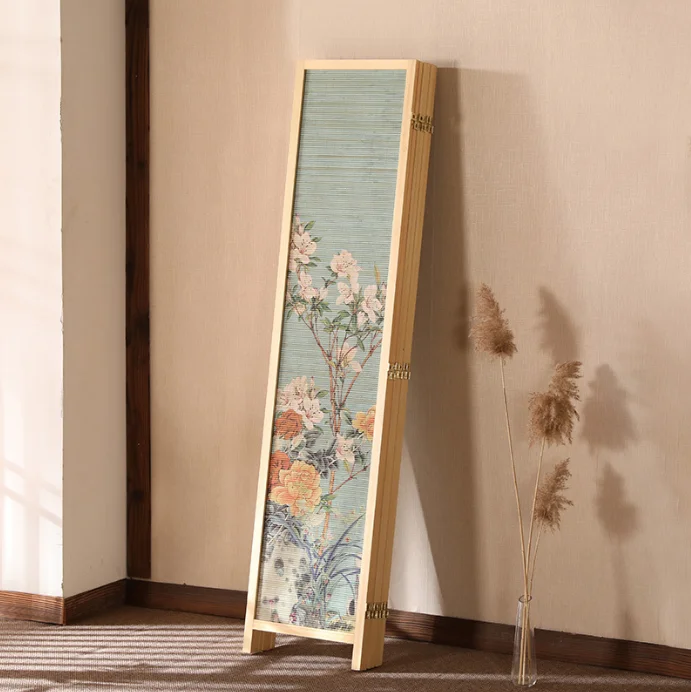 Modern luxury wood craft mobile folding screen folding office partition 6 panel a  set solid wood bamboo screen & room dividers