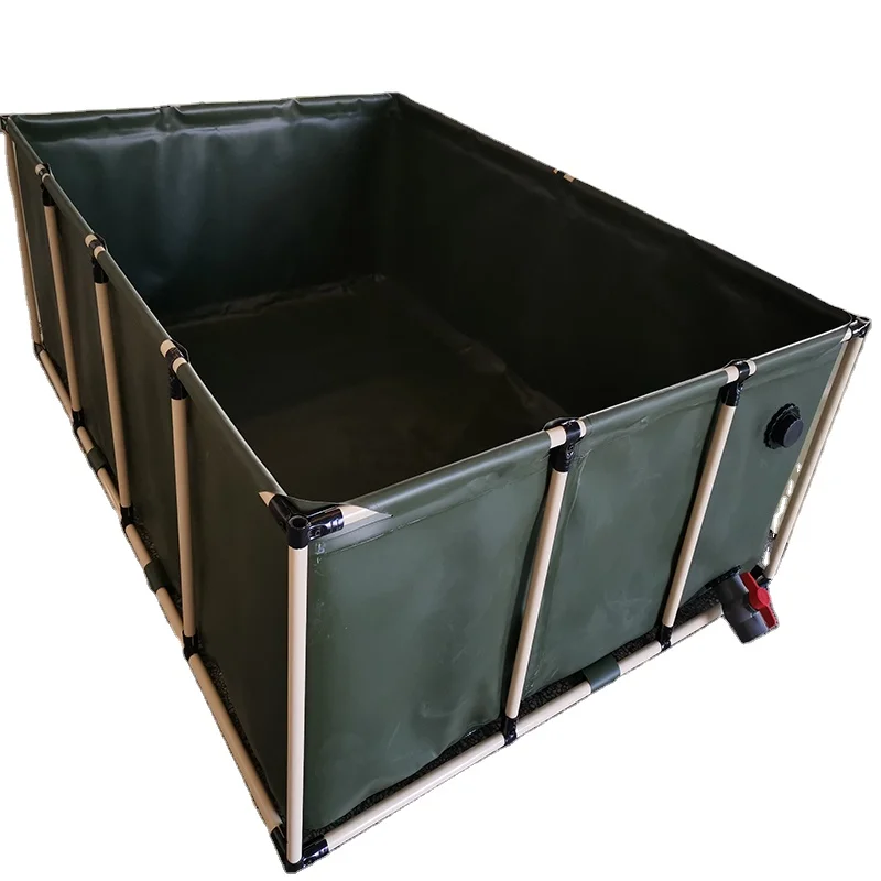 Outdoor tarpaulin coated PVC circular collapsible water pond tank 1000 liter cylinder koi fish breeding tank
