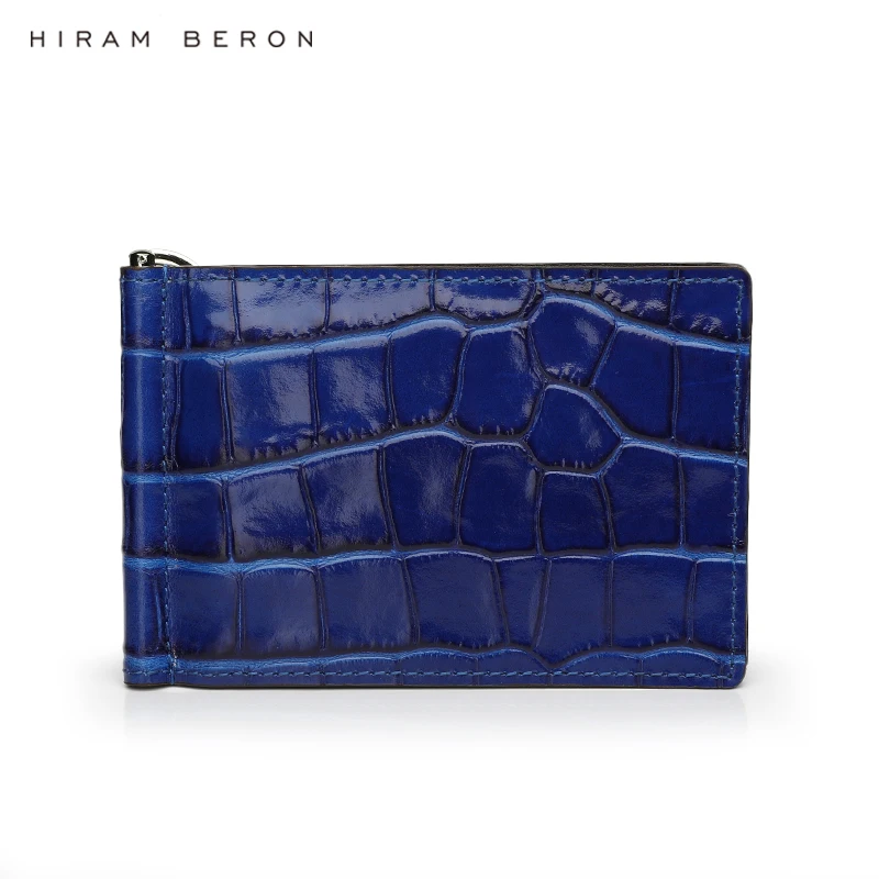 Fashion New Product Electronic Blue Genuine Leather Money Clip Wallet OEM ODM Wholesale Dropship