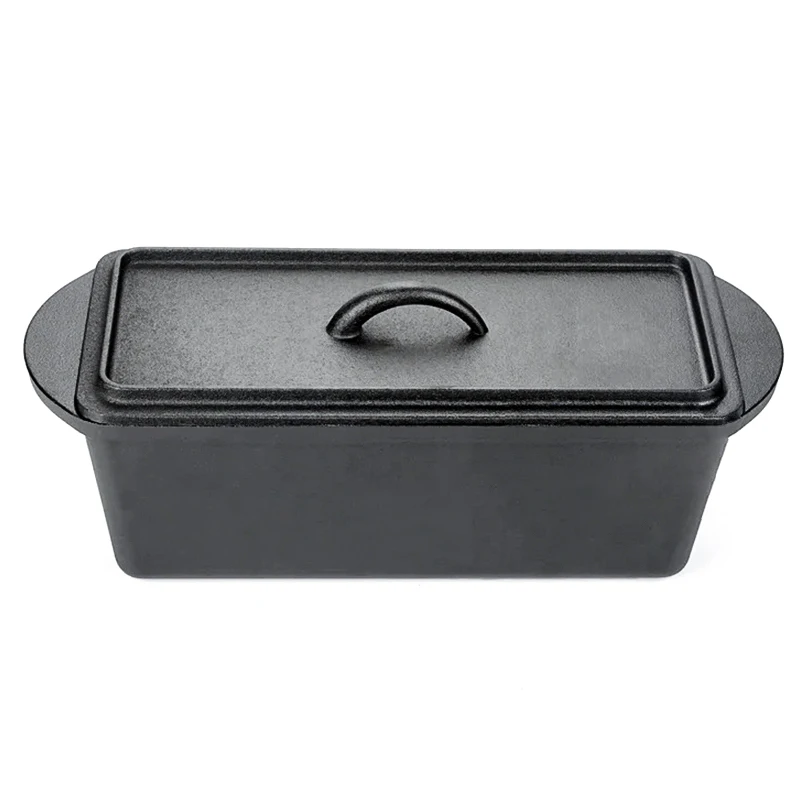 Cast Iron Bread Baking Pot Loaf Pan Non-Stick Coating Bread Baking Pan Cast Iron Baking Tray With Lid