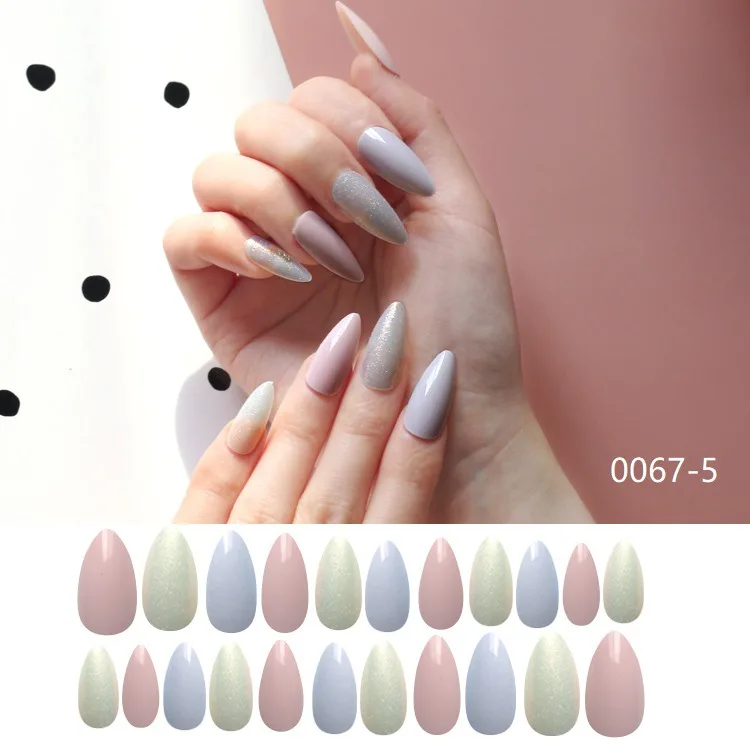 
2021 New Design 24pcs Acrylic Stiletto False Nails Full Cover False Nails Tips Natural Long Claw Nails 