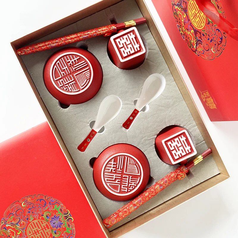 2021 New red color Chinese dinnerware wedding dinnerware for wedding event