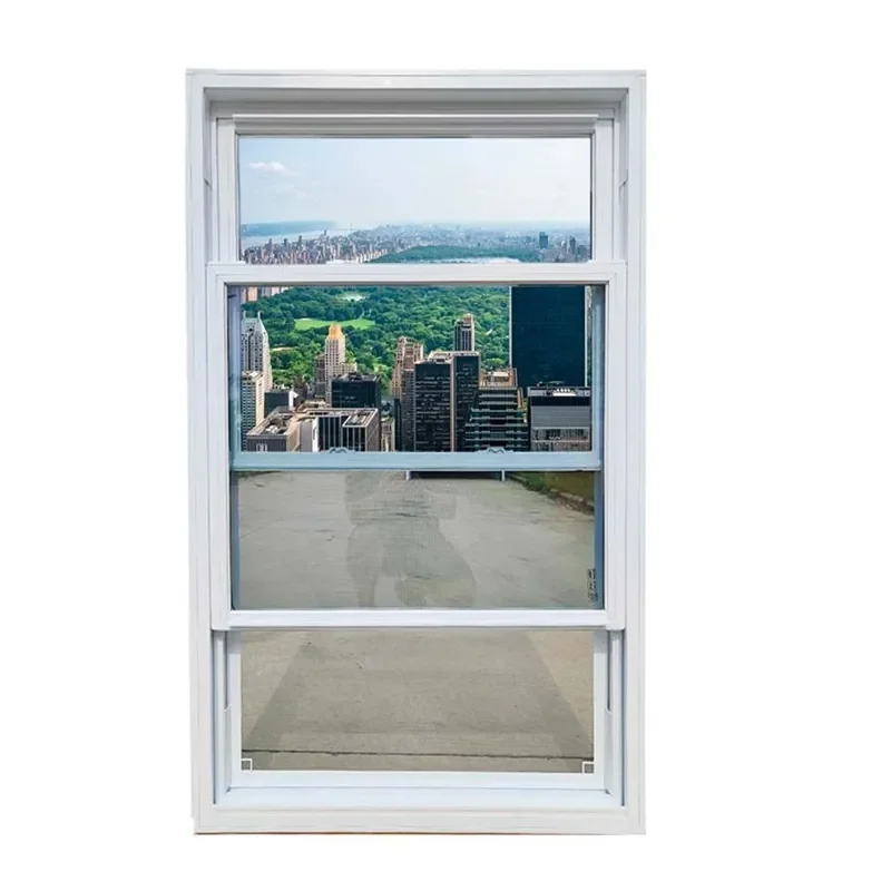 Hot sale modern style latest design double glazed glass sliding double hung upvc window