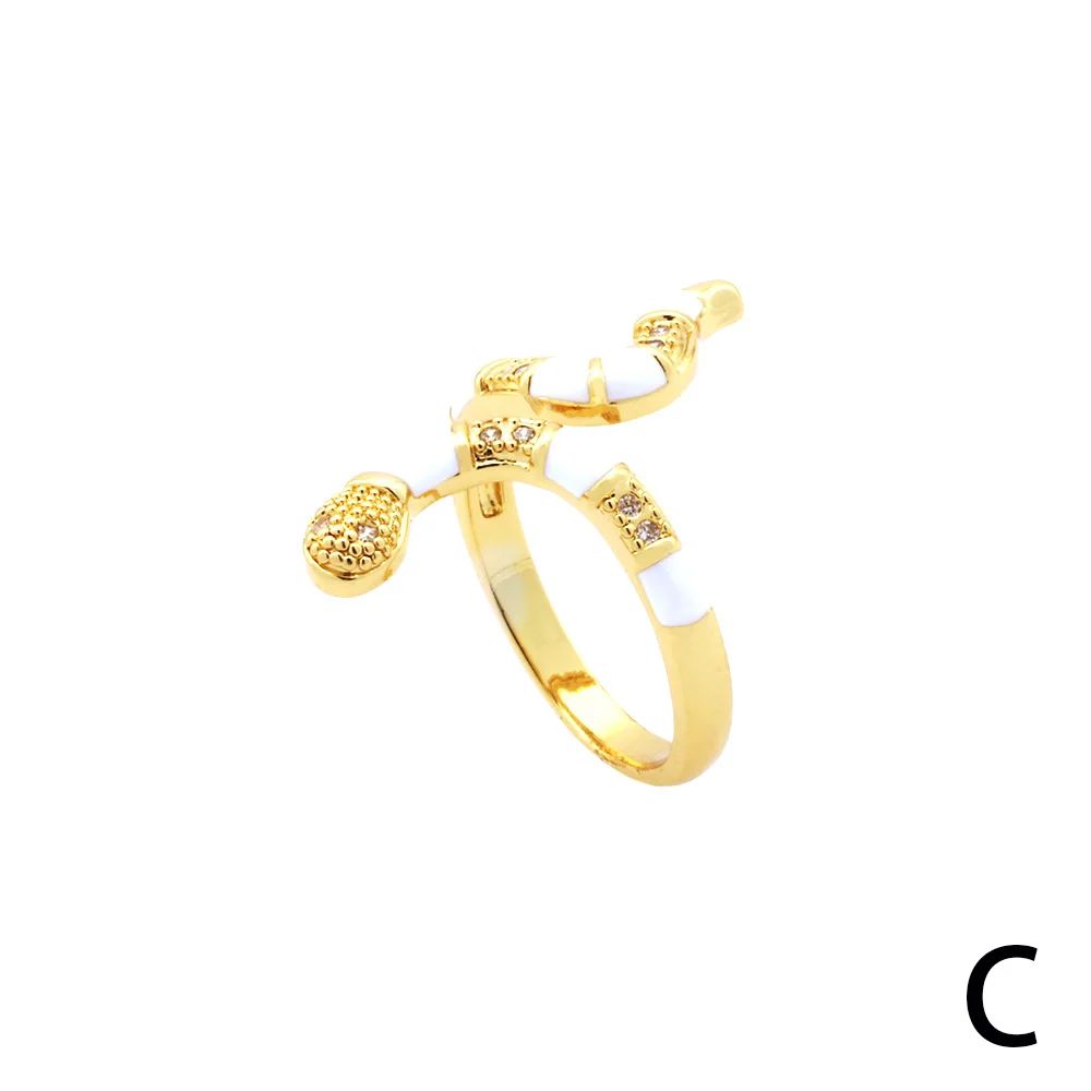 Hot Wholesale Europe America Retro Ring Fashion Trendy Dripping Oil Punk Enamel Ring Adjustable Snake Ring for Women