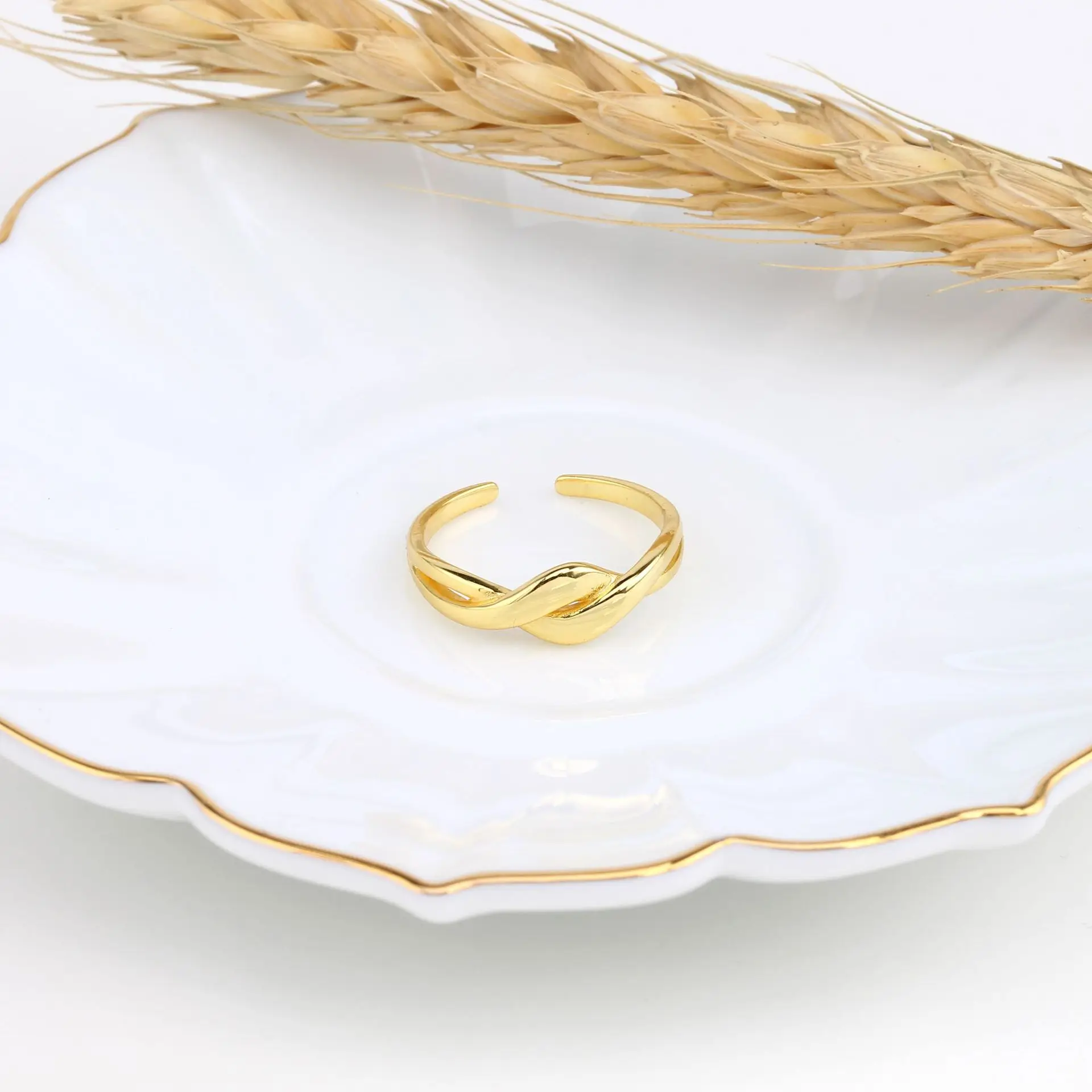 S925 Sterling Silver Light Luxury Senior Sense of Vegetarian Circle Personalised Wave Opening Ring Creative Fashion Ring
