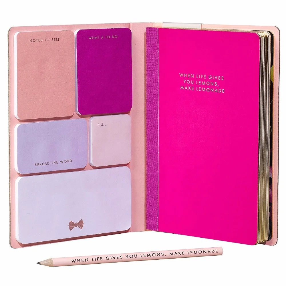New Arrival Latest Design Planer Custom Printed School Sticky Note Book With A Pencil Attached