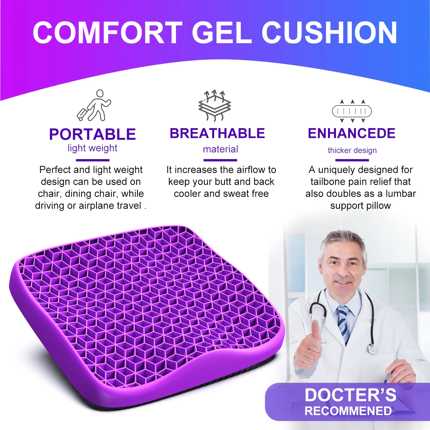 Office Seat Cushion Double Thick Big Gel Seat Cushion Home Office Chair Cars Seat Cushion