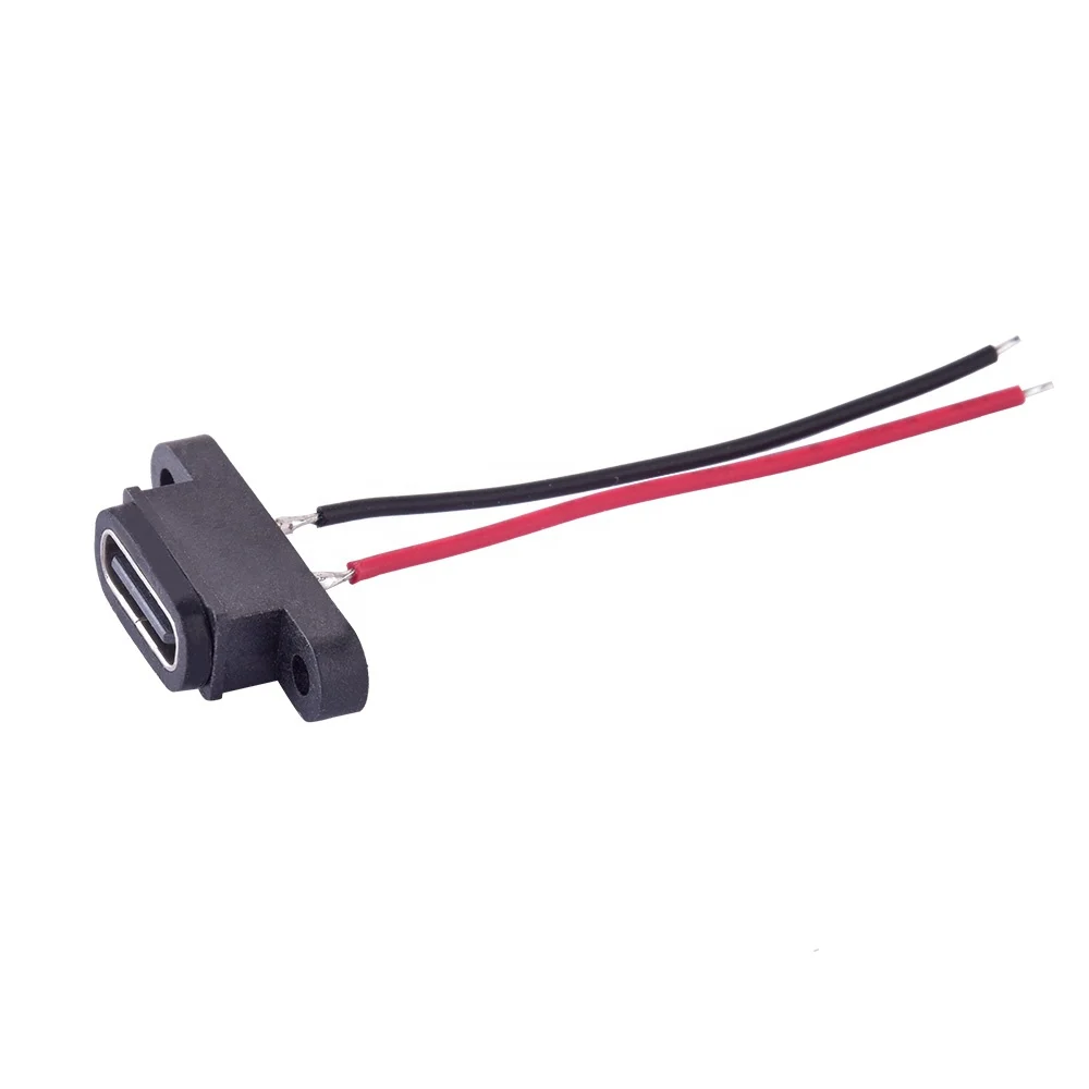 Water proof Class IP68 USB C 2P Connector Type-C Female With Wire Add