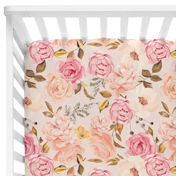 Custom Print Bamboo Cotton Baby Crib Sheets Fitted Cover Baby Bed Sheets OEM Super Soft Baby Crib Sheets