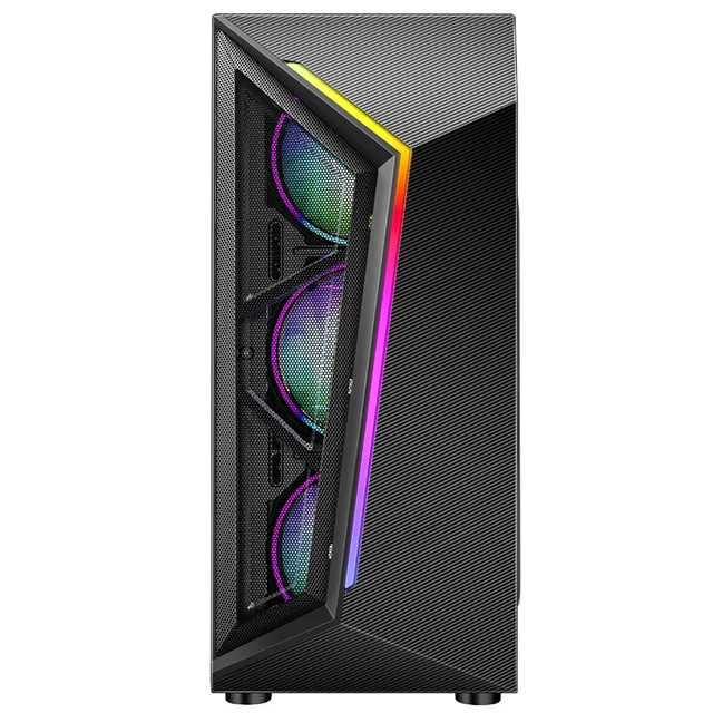 Hongyi M-ATX ATX ITX CASE table vertical SPCC HD Audio ARGB light panel gamer gaming computer pc case & towers with RGB fan