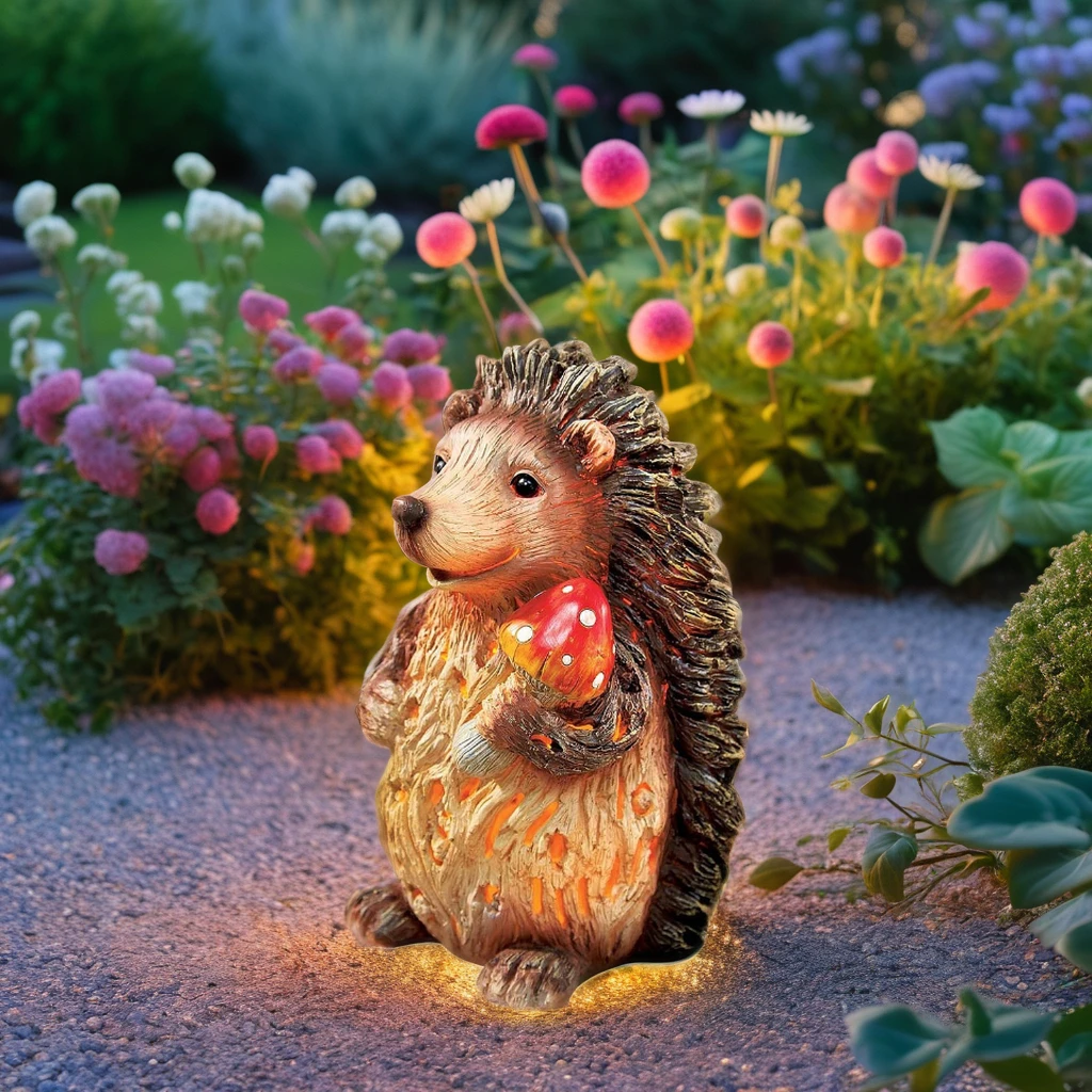 Садовая лампа с ежом деревянная полимерная батарея источник питания светодиодная Солнечная