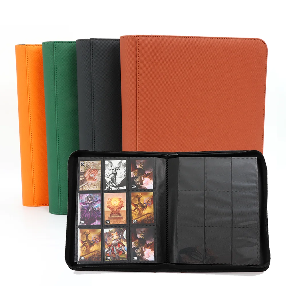 Custom 4/9/12/16 Pocket PU Leather Trading Card Binder Top Loader Premium TCG MTG Card Sleeves Trading Card Binders