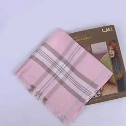 pink girl check pattern design woven scarf winter cashmere scarf long size