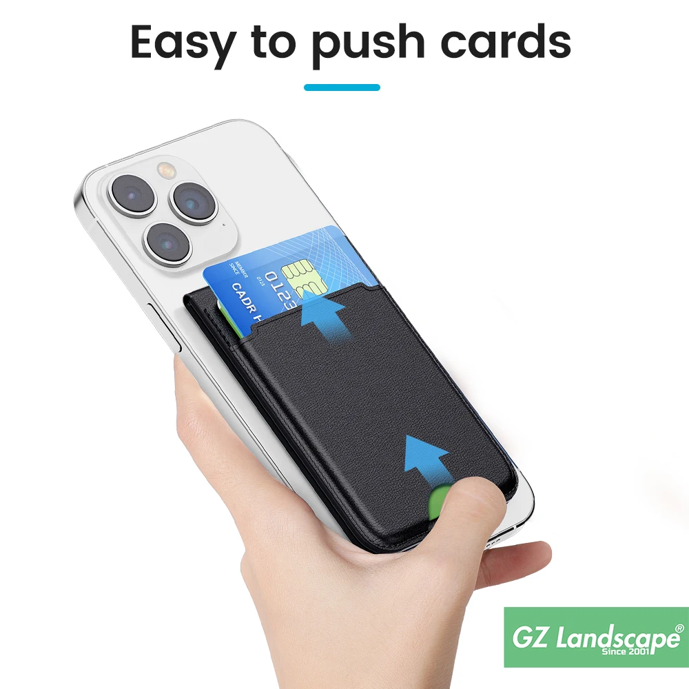 Business strong magnetic pu leather transparent id card holder phone wallet with stand for iphone