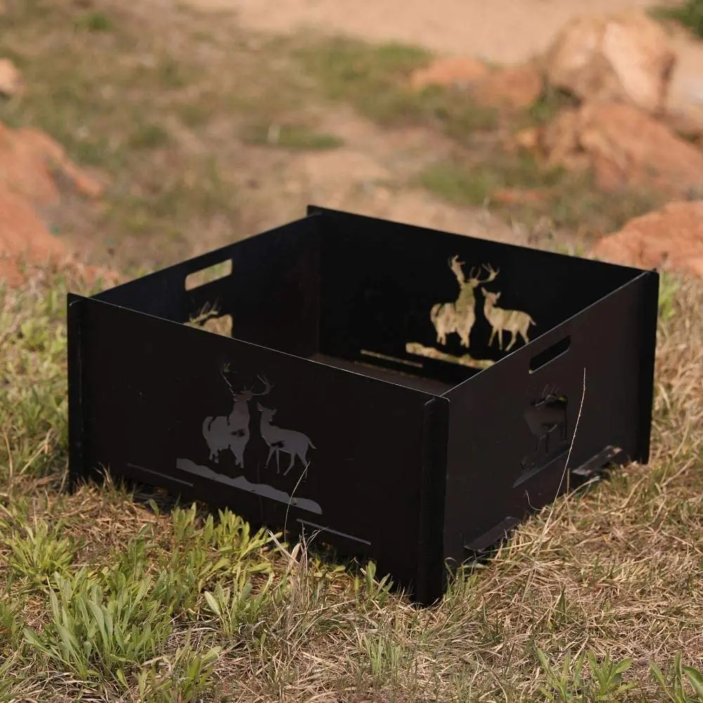 Factory wholesale 15.8 inch collapsible patio fire pit rings Outdoor camping wood burning metal fire pit liner