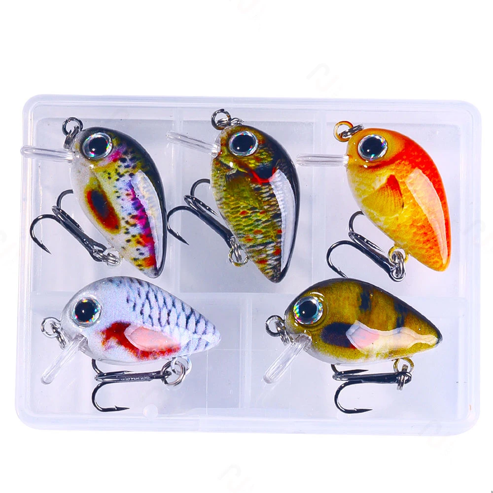 5pcs Mini Fish Bass Fishing Lure Set 2.7cm 1.5g Mini Artificial Baits Topwater Crank Wobblers For Pike Crankbaits Fishing