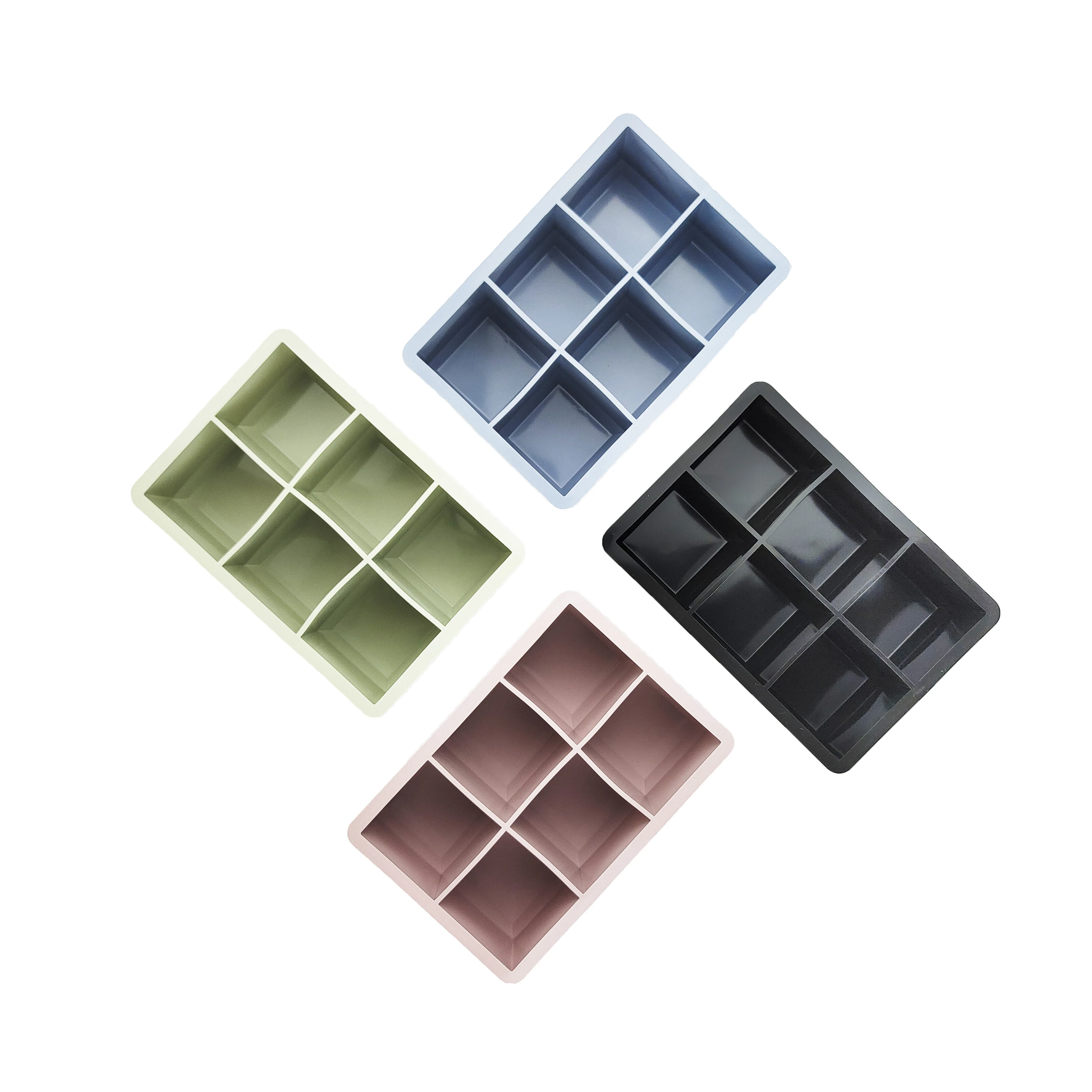 6 grids ice maker square shape ice molds reusable silicone ice cube tray
