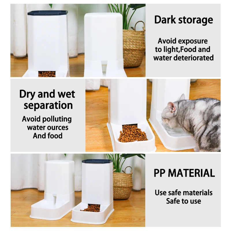 Semi Automatic pet feeder Cat dog food feeder kettle automatic water feeder Non-wet mouth water dispenser