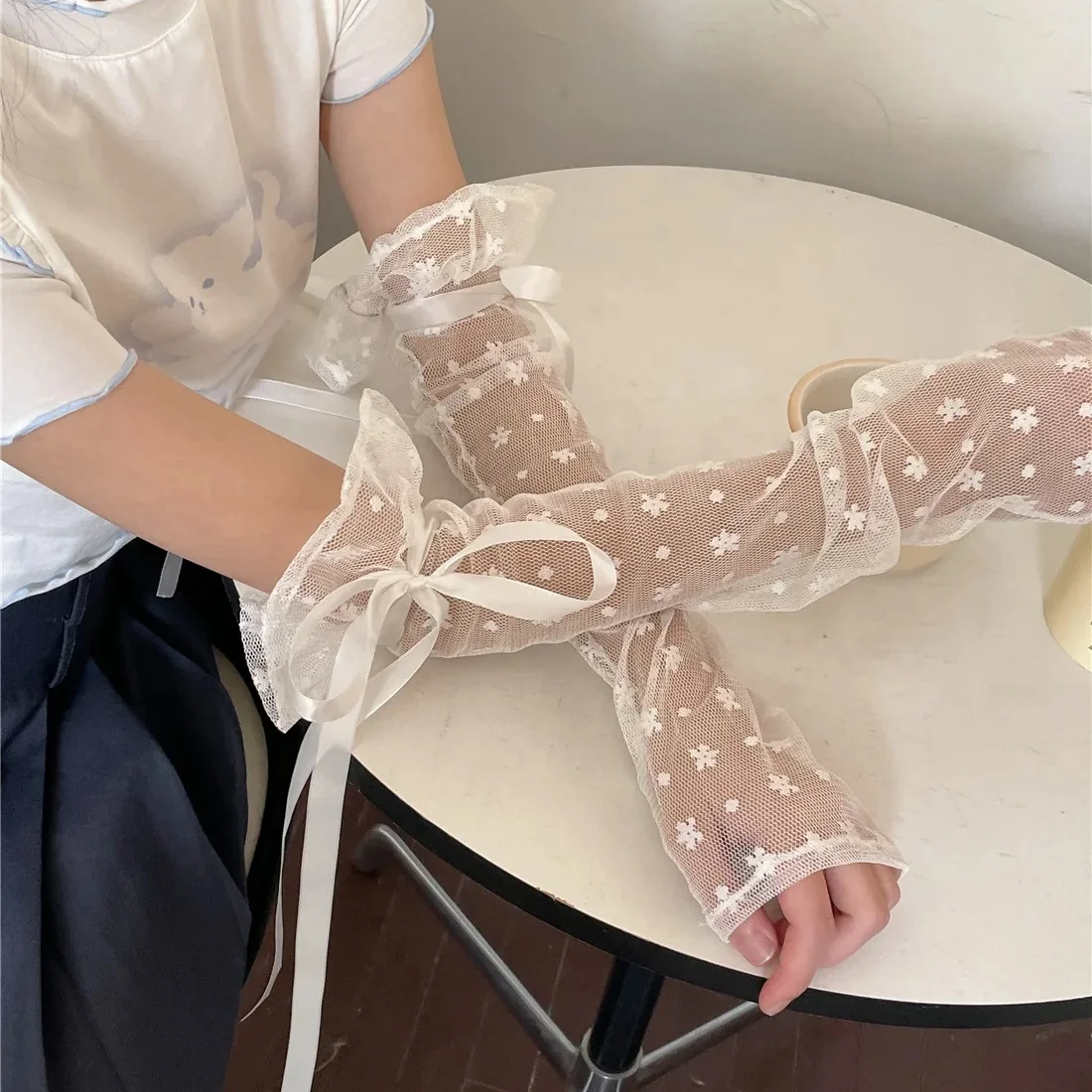 Женские кружевные прозрачные перчатки