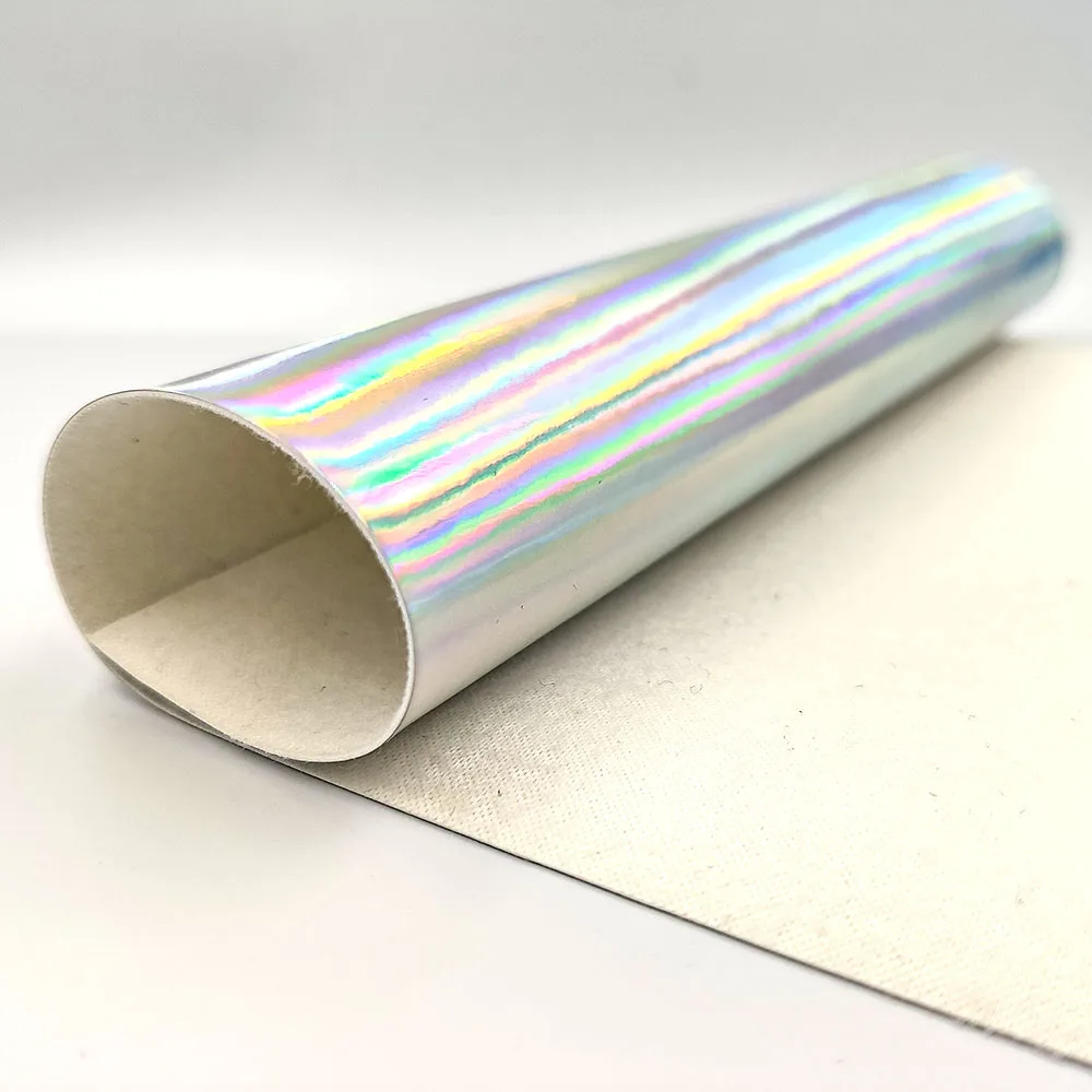 
A4 3D Laser Holographic iridescent Rainbow Mirrored Leather Bag Dress PU Leather Fabric Craft Cloth DIY Bow Material 