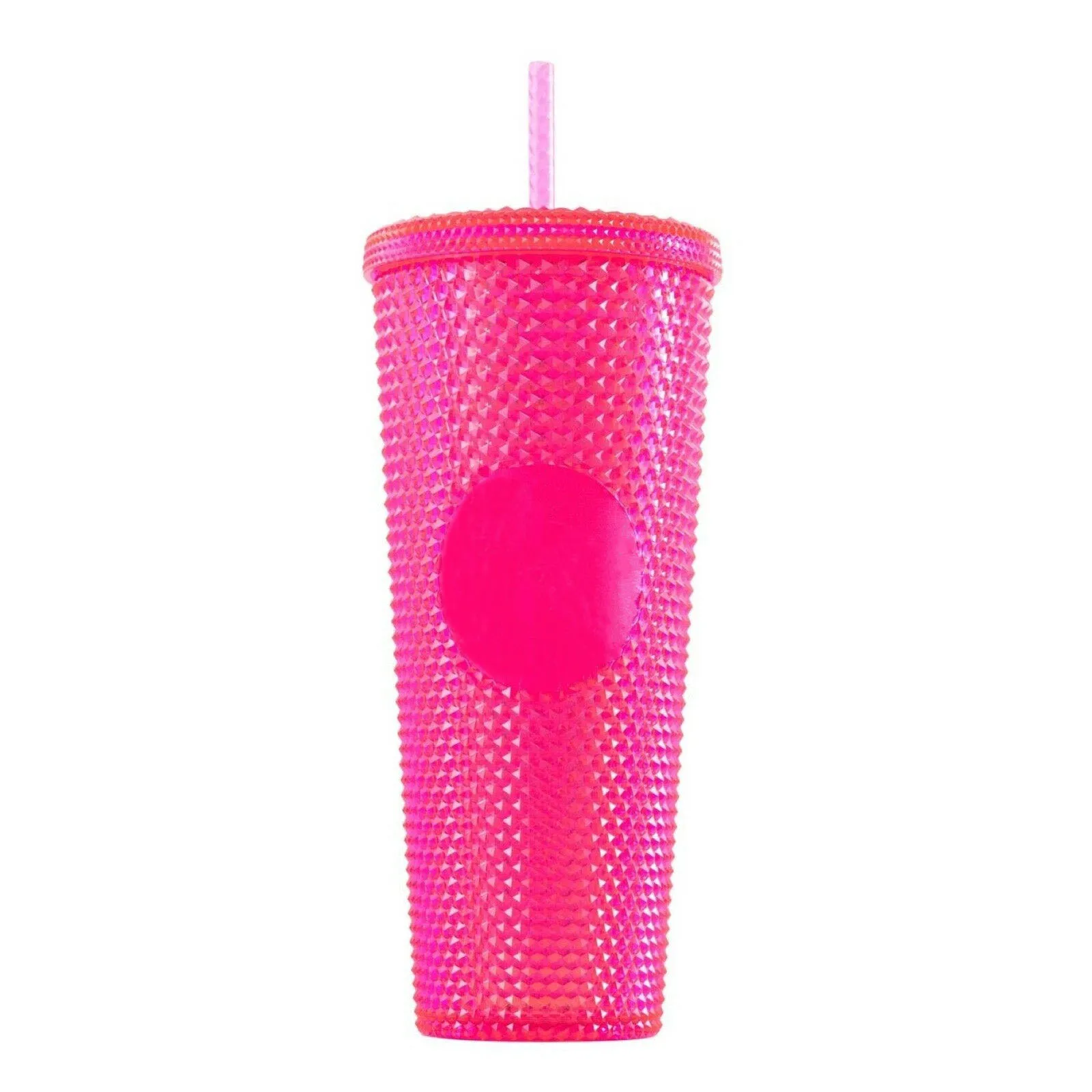 Two-Tone Matte Reusable Tumbler with Lid and Straw,24oz Matte Plastic Studded Cup Volume BPA Free (Purple)