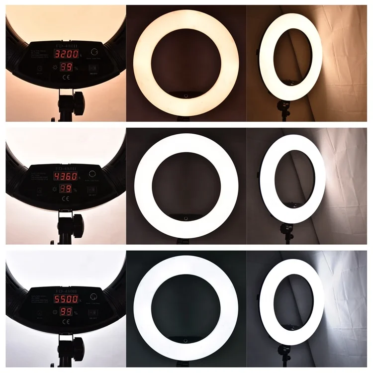 Оптовая продажа мобильных selfie ring light 18 дюймов 96 Вт двухцветная Кольцевая вспышка перезаряжаемые фотоосвещение Торшер для оптовая ресниц наращивания