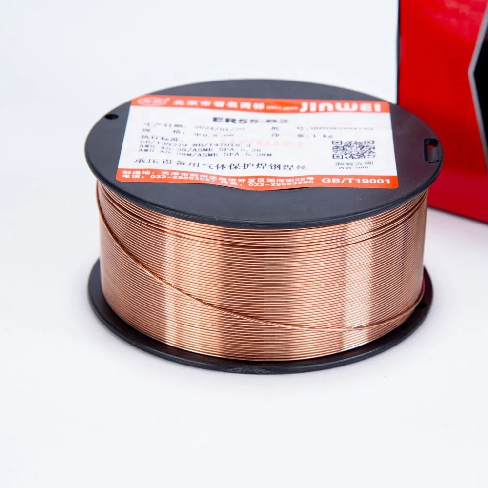 JINWEI ER55-B2 Customized Mig Welding Wire Roll Solid Low Alloy Steel ER80S-B2 for Mild Carbon Steel OEM Supported