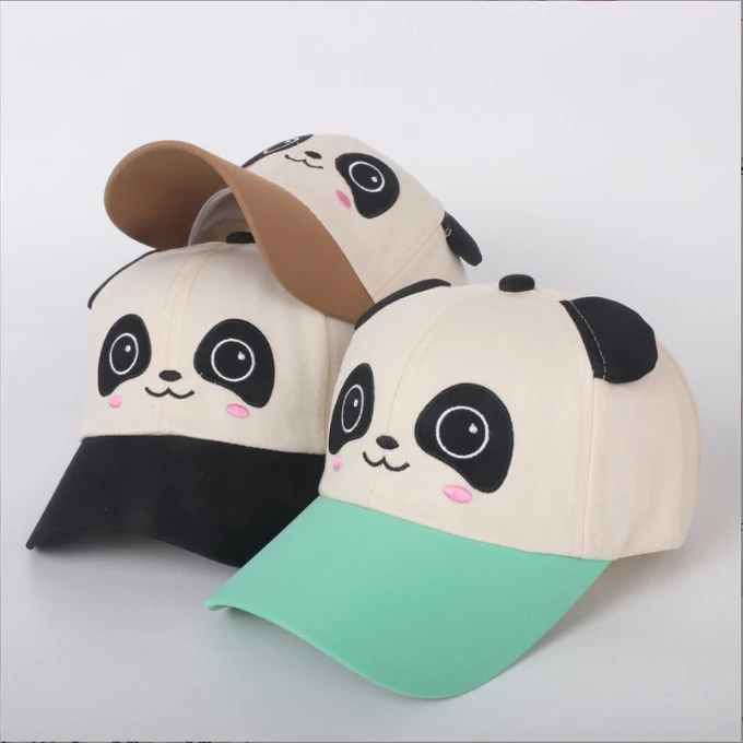 Kids Panda Baseball Cap Custom Panda Logo Sports Caps 5 Panel Kids Baseball Hat
